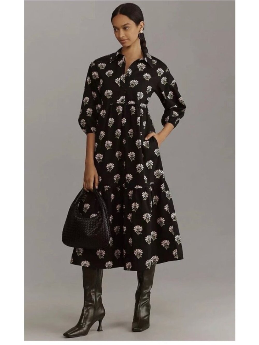 Mauve bettina cotton midi skirtdress in muticolor